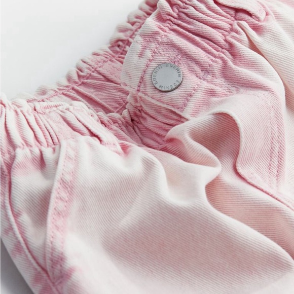 Sz 5T  H&M wide leg paper bag jeans light pink  NWT - Picture 4 of 9